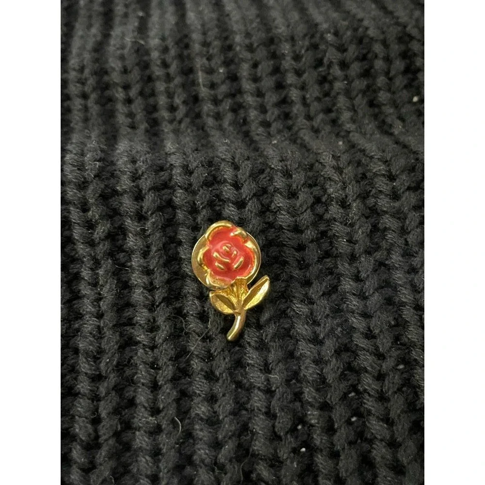 Kitsch & Couture Painted Red Enamel Rose Vintage Tie Tack Pin‎ brooch